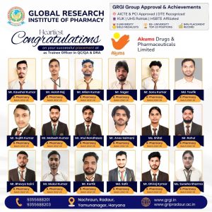 B.Pharmacy Students Secure Placement at Akums Drugs & Pharmaceuticals
